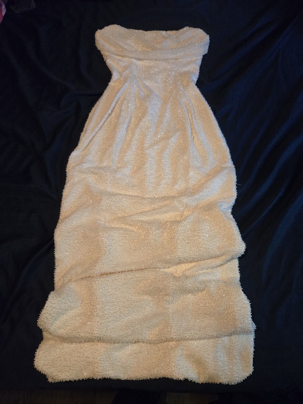 Oh Polly Strapless Cream Beaded Gown